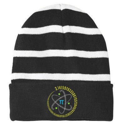 PI Day Atom PI Math Geek Science Lovers Striped Beanie with Solid Band