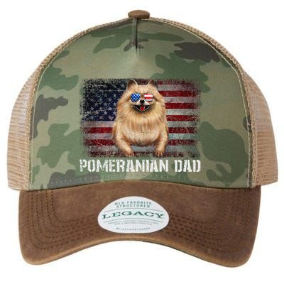 Pomeranian Dad American Pomeranian Dog US Flag 4th Of July Legacy Tie Dye Trucker Hat