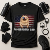 Pomeranian Dad American Pomeranian Dog US Flag 4th Of July Performance Shirt