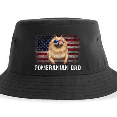 Pomeranian Dad American Pomeranian Dog US Flag 4th Of July Sustainable Bucket Hat