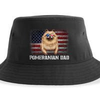 Pomeranian Dad American Pomeranian Dog US Flag 4th Of July Sustainable Bucket Hat