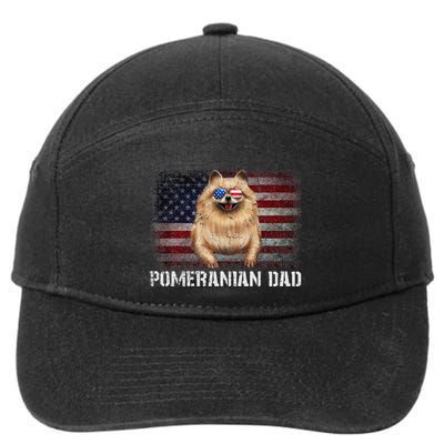 Pomeranian Dad American Pomeranian Dog US Flag 4th Of July 7-Panel Snapback Hat