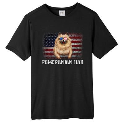 Pomeranian Dad American Pomeranian Dog US Flag 4th Of July Tall Fusion ChromaSoft Performance T-Shirt