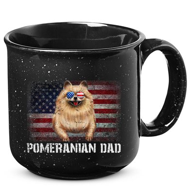 Pomeranian Dad American Pomeranian Dog US Flag 4th Of July 15oz Campfire Ceramic Mug