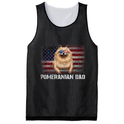 Pomeranian Dad American Pomeranian Dog US Flag 4th Of July Mesh Reversible Basketball Jersey Tank