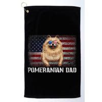 Pomeranian Dad American Pomeranian Dog US Flag 4th Of July Golf Towel