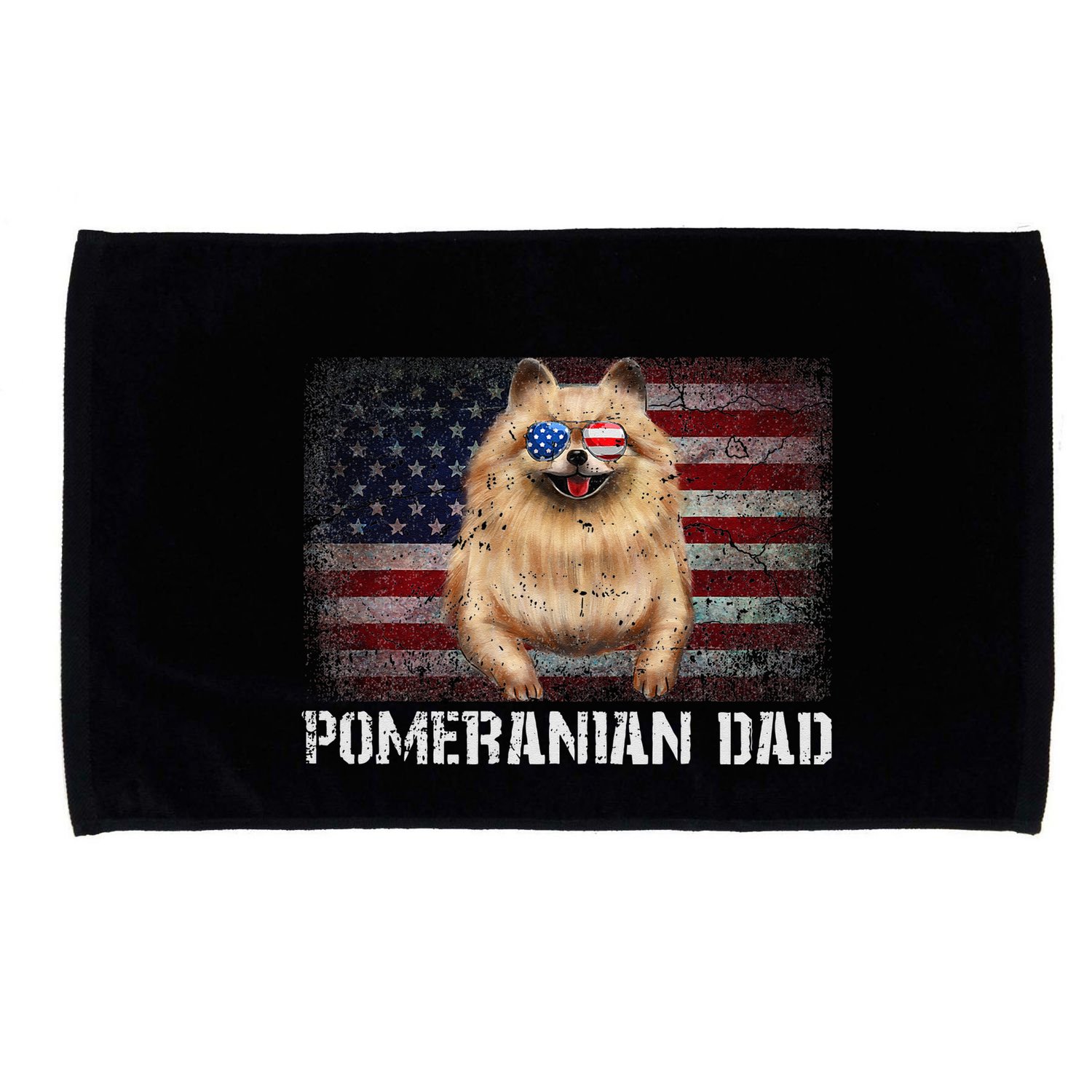 Pomeranian Dad American Pomeranian Dog US Flag 4th Of July Microfiber Hand Towel