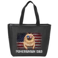 Pomeranian Dad American Pomeranian Dog US Flag 4th Of July Zip Tote Bag