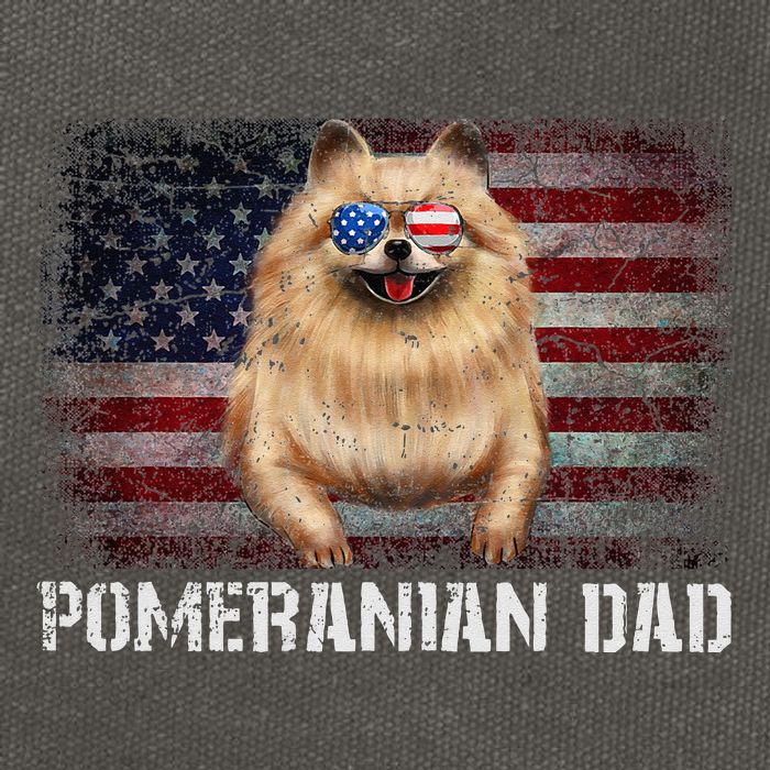 Pomeranian Dad American Pomeranian Dog US Flag 4th Of July Cotton Canvas Backpack