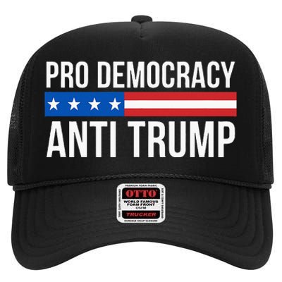 Pro Democracy Anti Trump High Crown Mesh Back Trucker Hat