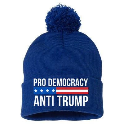 Pro Democracy Anti Trump Pom Pom 12in Knit Beanie