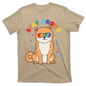 Pride Day Ally Dog Rainbow Sunglasses Stay Proud T-Shirt