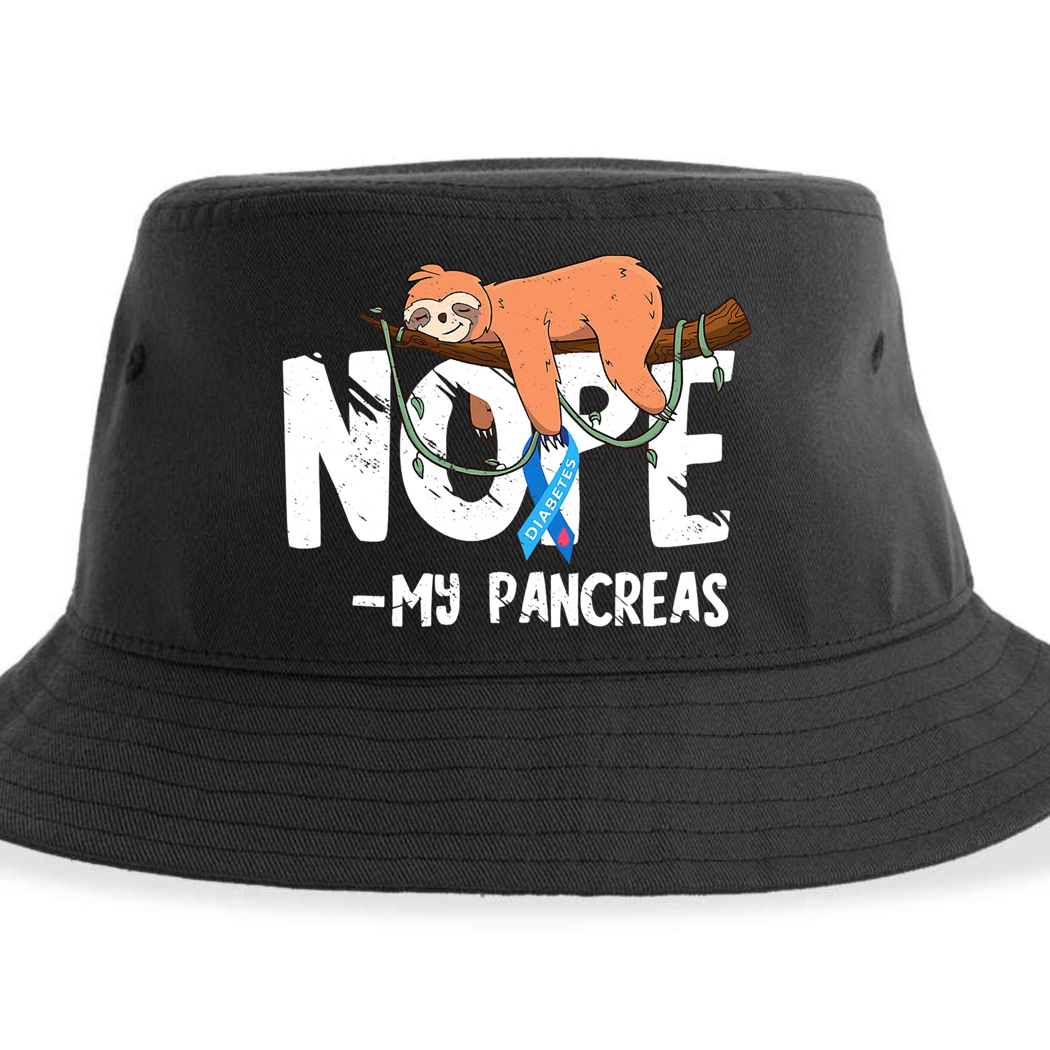 Pancreas Diabetes Awareness Blood Sugar Diabetic Sloth T1D Sustainable Bucket Hat