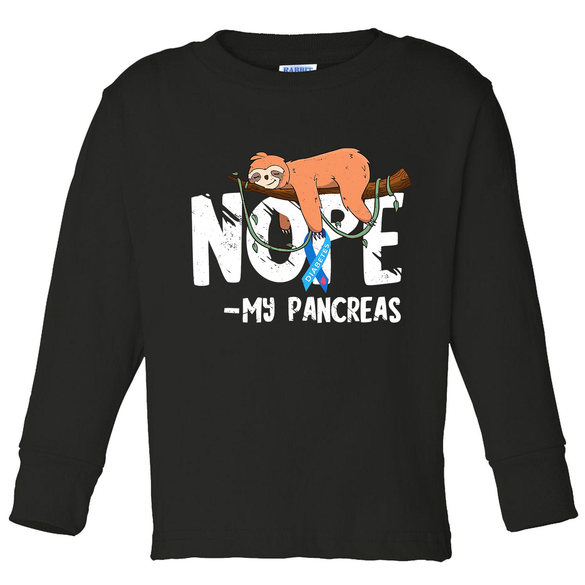 Pancreas Diabetes Awareness Blood Sugar Diabetic Sloth T1D Toddler Long Sleeve Shirt
