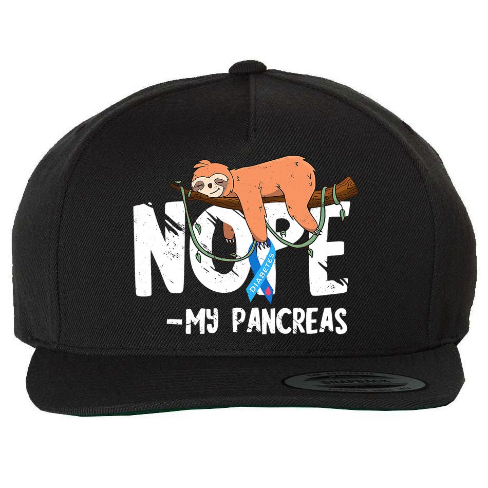 Pancreas Diabetes Awareness Blood Sugar Diabetic Sloth T1D Wool Snapback Cap