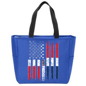 Proud Dominican American Flag Dominican Republic Usa Meaningful Gift Zip Tote Bag