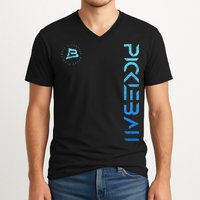 Pickleball Distressed Blue Gradient Casual Design V-Neck T-Shirt