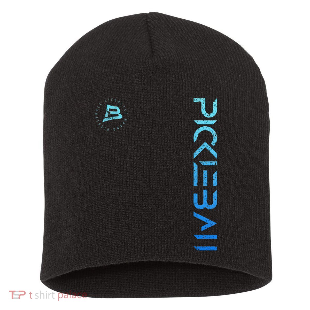 Pickleball Distressed Blue Gradient Casual Design Short Acrylic Beanie