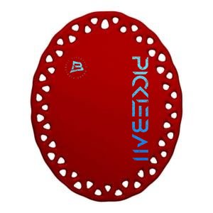 Pickleball Distressed Blue Gradient Casual Design Ceramic Oval Ornament