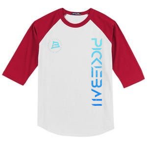 Pickleball Distressed Blue Gradient Casual Design Kids Colorblock Raglan Jersey