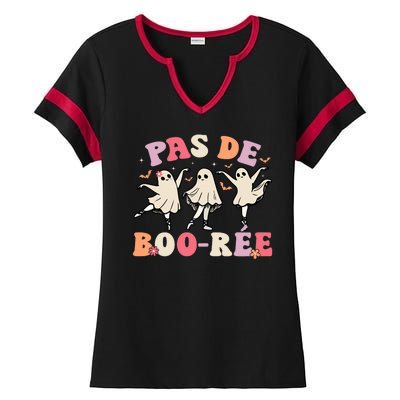 Pas De BooréE Ghost Ballet Dancer Halloween Dance Teacher Ladies Halftime Notch Neck Tee