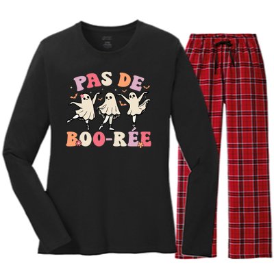 Pas De BooréE Ghost Ballet Dancer Halloween Dance Teacher Women's Long Sleeve Flannel Pajama Set 