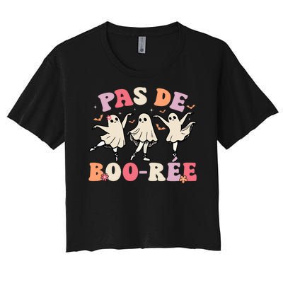 Pas De BooréE Ghost Ballet Dancer Halloween Dance Teacher Women's Crop Top Tee