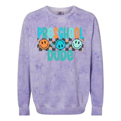 Prek Dude Back To School First Day Of Preschool Gift Colorblast Crewneck Sweatshirt