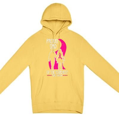 Proud Dad Breast Cancer Awareness Pink Ribbon Girl Warrior Premium Pullover Hoodie