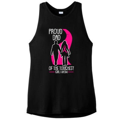 Proud Dad Breast Cancer Awareness Pink Ribbon Girl Warrior Ladies PosiCharge Tri-Blend Wicking Tank