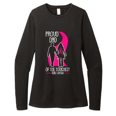 Proud Dad Breast Cancer Awareness Pink Ribbon Girl Warrior Womens CVC Long Sleeve Shirt