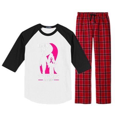 Proud Dad Breast Cancer Awareness Pink Ribbon Girl Warrior Raglan Sleeve Pajama Set