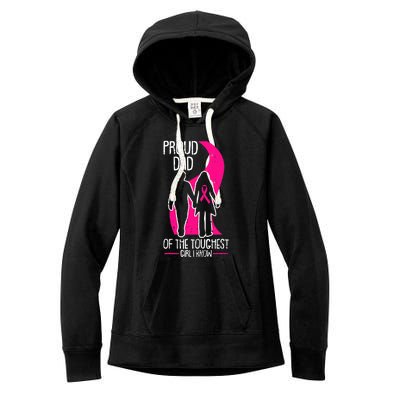 Proud Dad Breast Cancer Awareness Pink Ribbon Girl Warrior Women's Fleece Hoodie