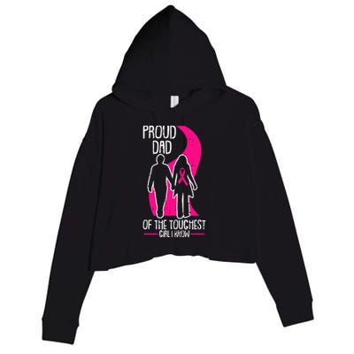 Proud Dad Breast Cancer Awareness Pink Ribbon Girl Warrior Crop Fleece Hoodie