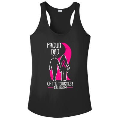 Proud Dad Breast Cancer Awareness Pink Ribbon Girl Warrior Ladies PosiCharge Competitor Racerback Tank