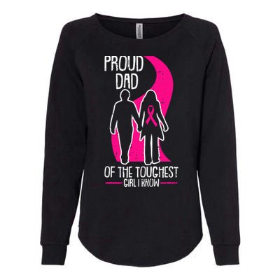 Proud Dad Breast Cancer Awareness Pink Ribbon Girl Warrior Womens California Wash Sweatshirt