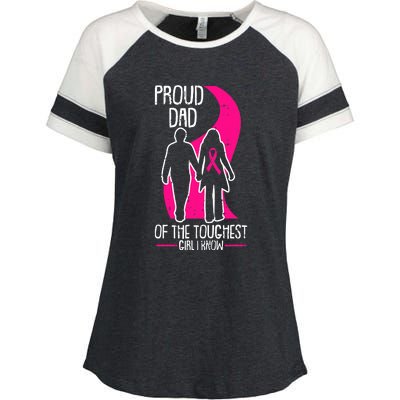 Proud Dad Breast Cancer Awareness Pink Ribbon Girl Warrior Enza Ladies Jersey Colorblock Tee