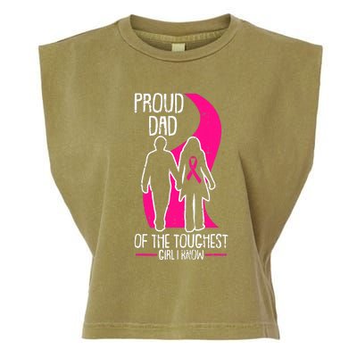 Proud Dad Breast Cancer Awareness Pink Ribbon Girl Warrior Garment-Dyed Women's Muscle Tee