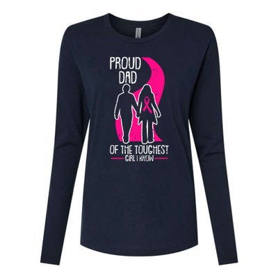 Proud Dad Breast Cancer Awareness Pink Ribbon Girl Warrior Womens Cotton Relaxed Long Sleeve T-Shirt