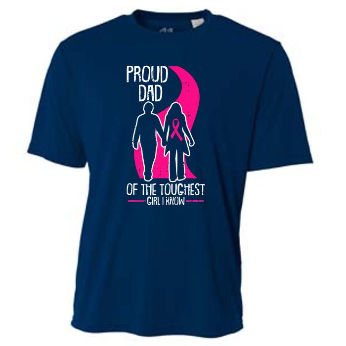 Proud Dad Breast Cancer Awareness Pink Ribbon Girl Warrior Cooling Performance Crew T-Shirt