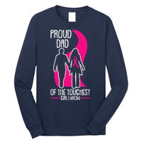 Proud Dad Breast Cancer Awareness Pink Ribbon Girl Warrior Long Sleeve Shirt