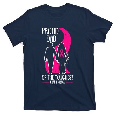 Proud Dad Breast Cancer Awareness Pink Ribbon Girl Warrior T-Shirt