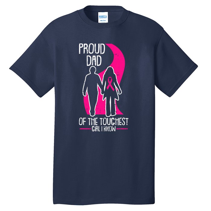 Proud Dad Breast Cancer Awareness Pink Ribbon Girl Warrior Tall T-Shirt