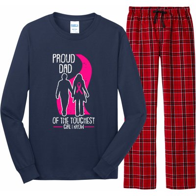 Proud Dad Breast Cancer Awareness Pink Ribbon Girl Warrior Long Sleeve Pajama Set