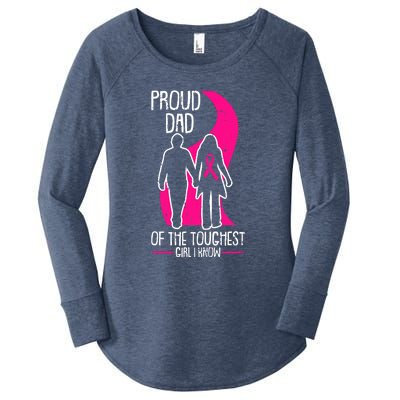 Proud Dad Breast Cancer Awareness Pink Ribbon Girl Warrior Women's Perfect Tri Tunic Long Sleeve Shirt