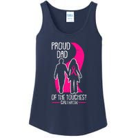 Proud Dad Breast Cancer Awareness Pink Ribbon Girl Warrior Ladies Essential Tank