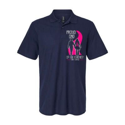 Proud Dad Breast Cancer Awareness Pink Ribbon Girl Warrior Softstyle Adult Sport Polo