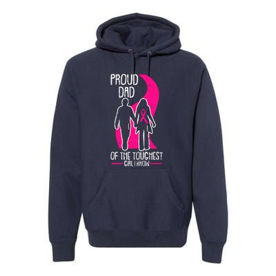 Proud Dad Breast Cancer Awareness Pink Ribbon Girl Warrior Premium Hoodie