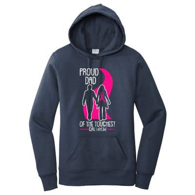 Proud Dad Breast Cancer Awareness Pink Ribbon Girl Warrior Women's Pullover Hoodie