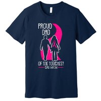 Proud Dad Breast Cancer Awareness Pink Ribbon Girl Warrior Premium T-Shirt